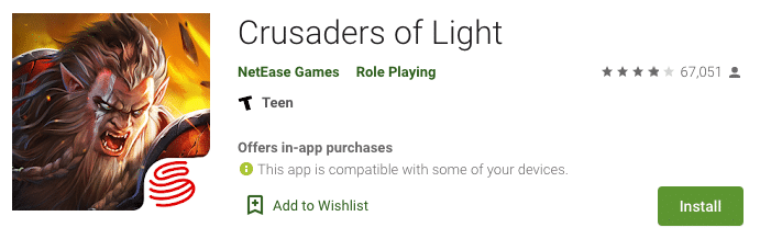 Crusaders of Light Mobile MMO game