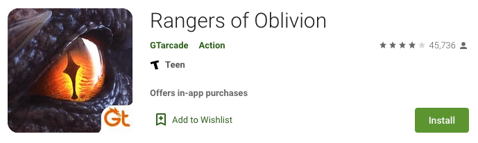 Rangers of Oblivion MMO game for mobile phone