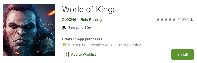World of Kings online MMO for mobile