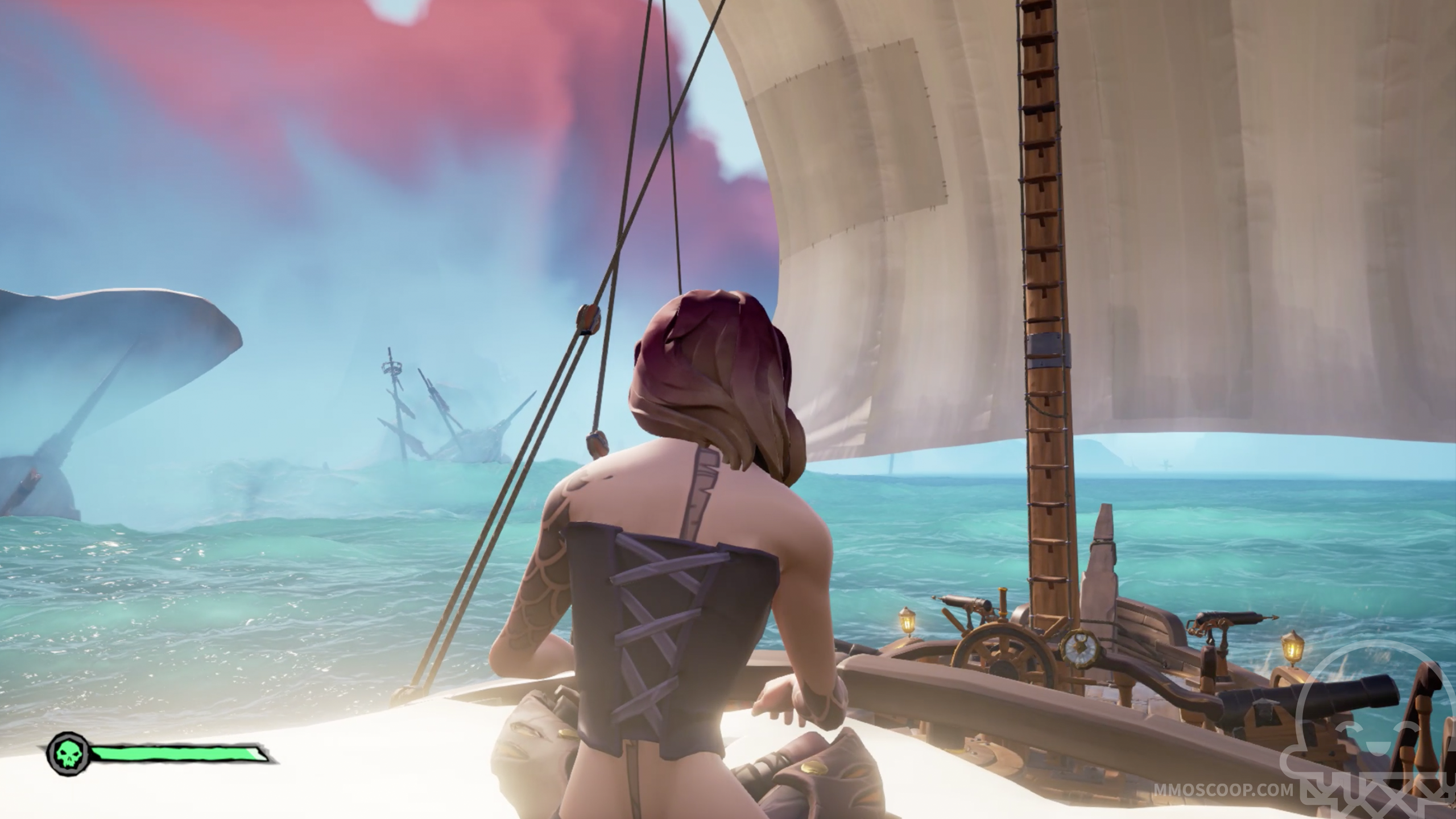 sitting on the back of a sloop