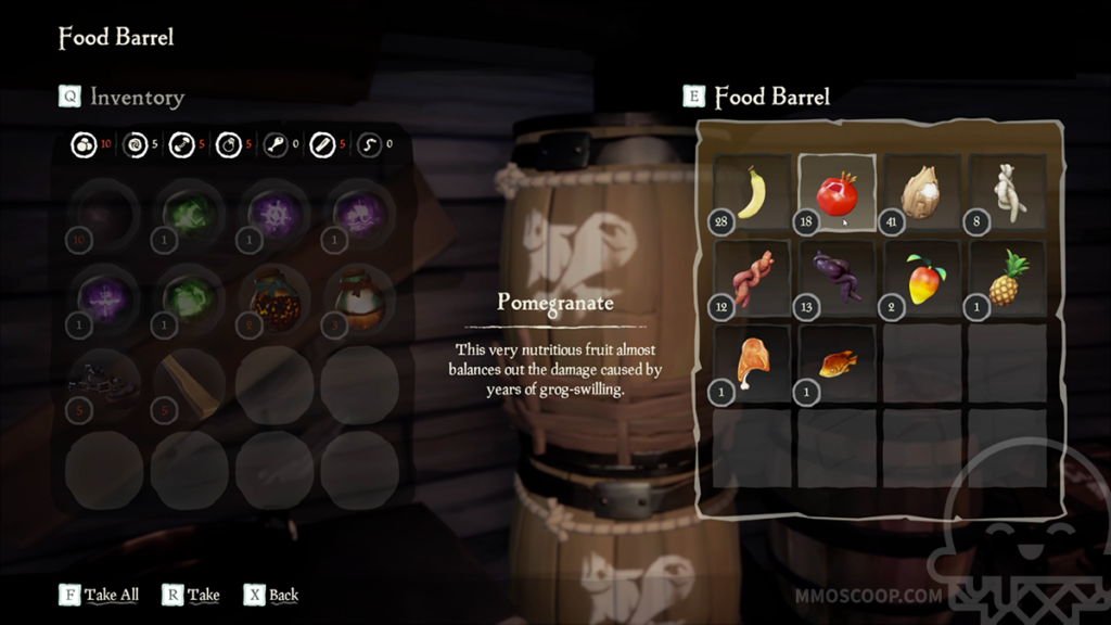 all the different types food to eat in sea of thieves