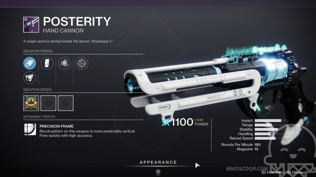 hand cannon posterity deep stone crypt raid weapon