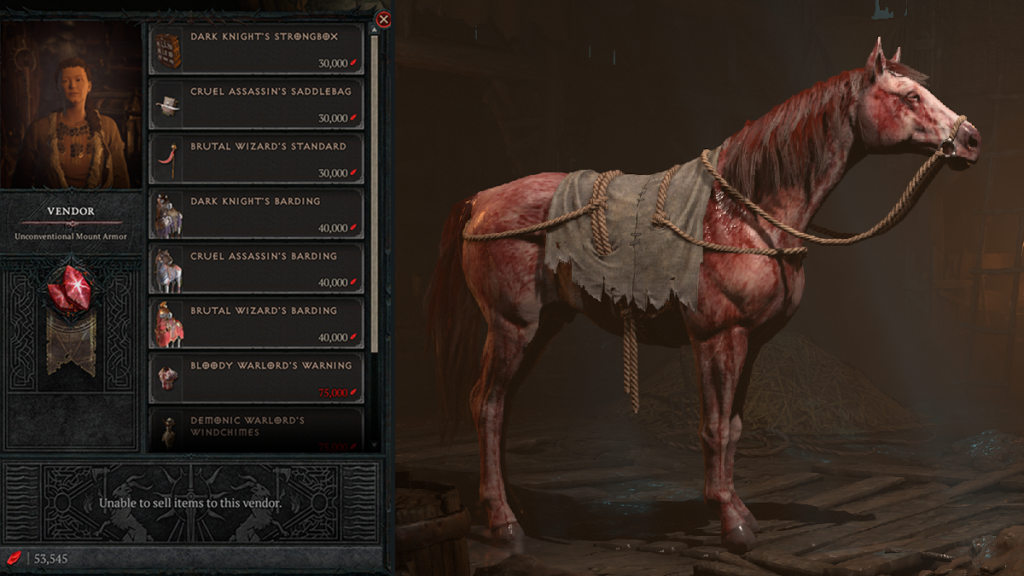 Diablo 4 Bloody Steed earned with Red Dust in PVP Zone
